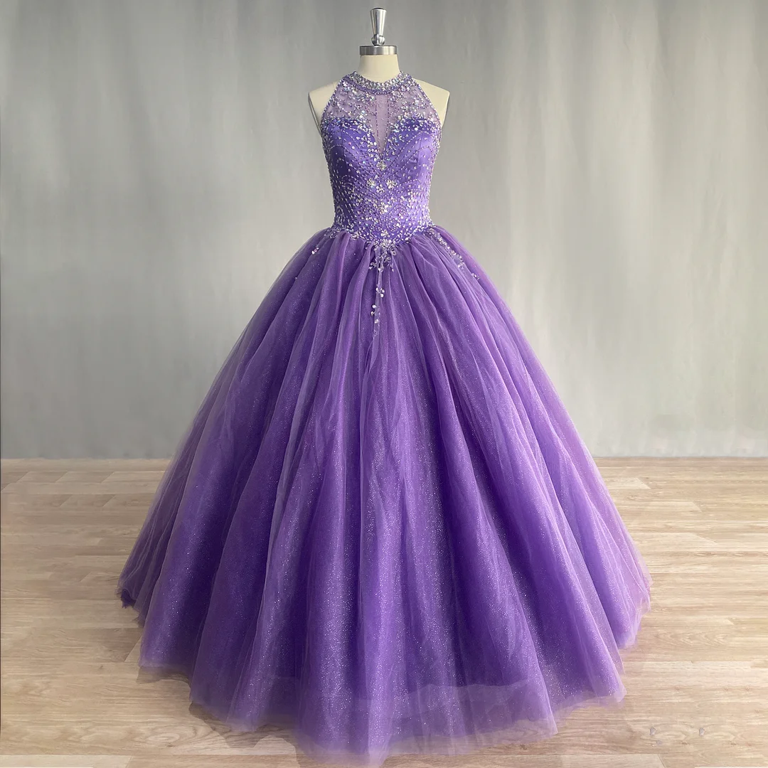 Purple Halter Floor Length Quinceanera Dress 2023 Sleeveless Ball Gown Beaded Vestidos De 15. Quinceañera Debutante (formerly , , , , , , , , , , , , , , , , , , , , , , , , , , , , , , , , , , , , , , , , .
