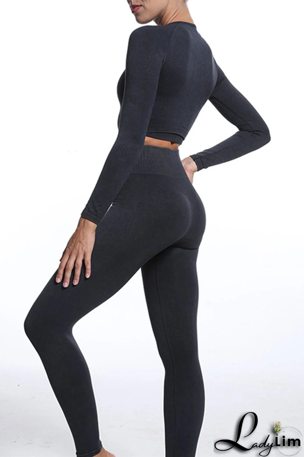 Blue Gray Casual Sportswear Solid Patchwork Zipper Long Sleeve Top And Trousers Two Piece Set