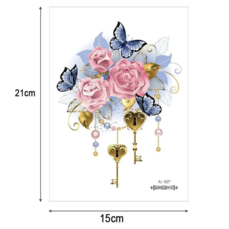 Waterproof Temporary Sticker Geometric dragonfly Sternum Tattoo Black Triangle Tattoos Body Arm Fake Tatoo Chains Sternal patch