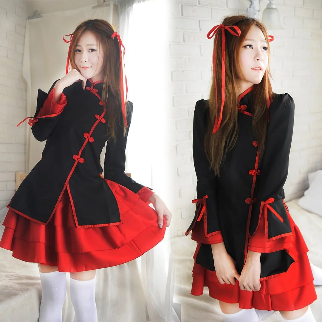 Black/Red Lolita Maid Hanfu Cosplay Dress SP1710549