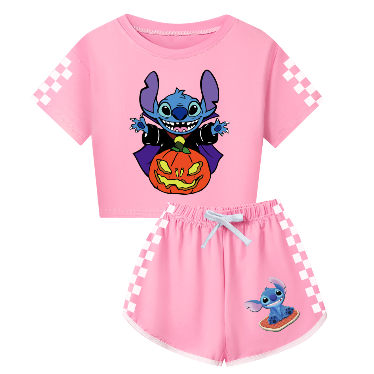 Halloween Stitch Family Matching Short Sleeve Shirt & Shorts Set for Adults and Kids 3723 -Mayoulove
