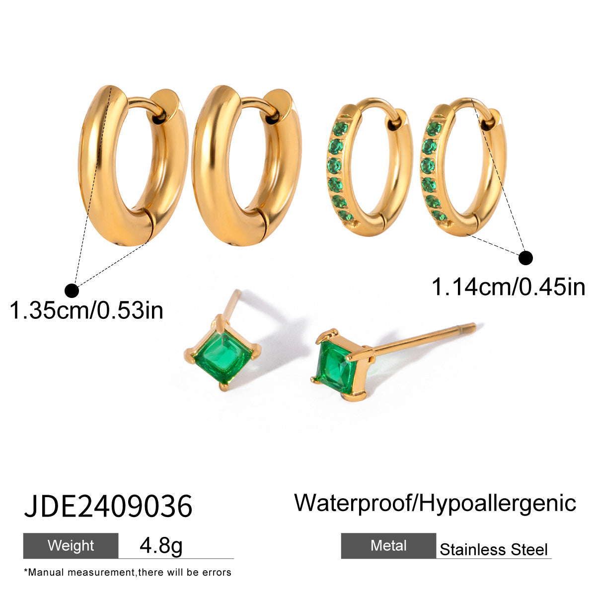 Jie Ding Three Pairs Of Stainless Steel Zircon Earrings Niche Pearl Earrings Titanium Steel Earrings