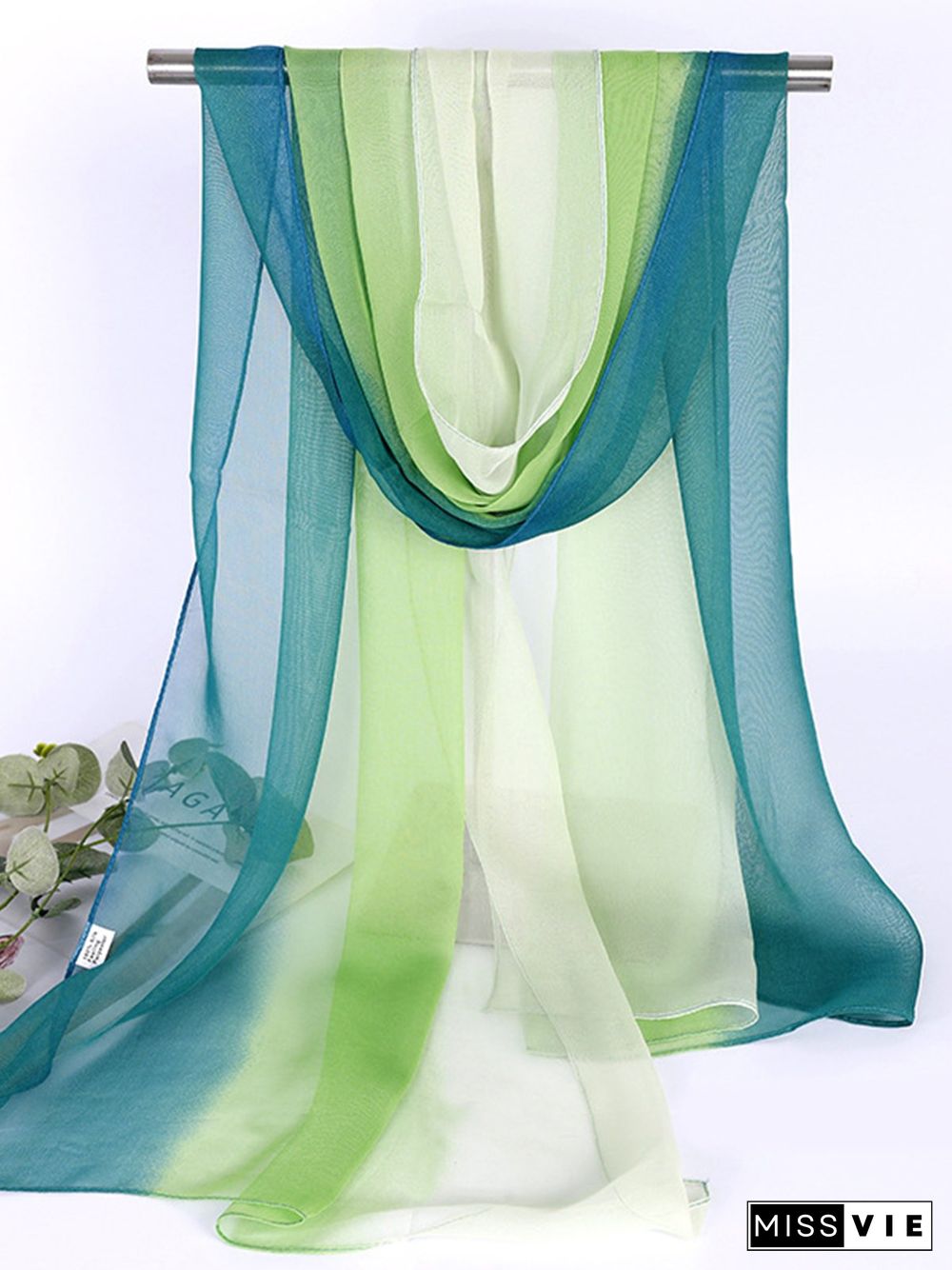 Bohemian Resort Style Gradient Long Silk Scarf Beach Scarf