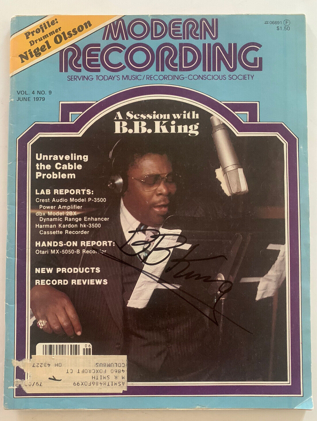 BB King Signed Autographed Modern Recording Magazine Cover Photo Poster painting BAS Certified
