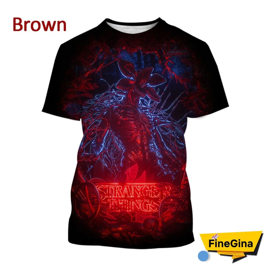 Popular Tv Series Stranger Things 3D Horror T-Shirt Men's And Women's Summer Fashion Casual T-Shirt