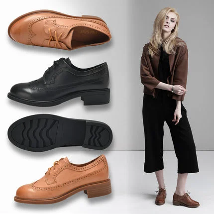 Black Vintage Round Toe Lace-Up Oxfords Vdcoo