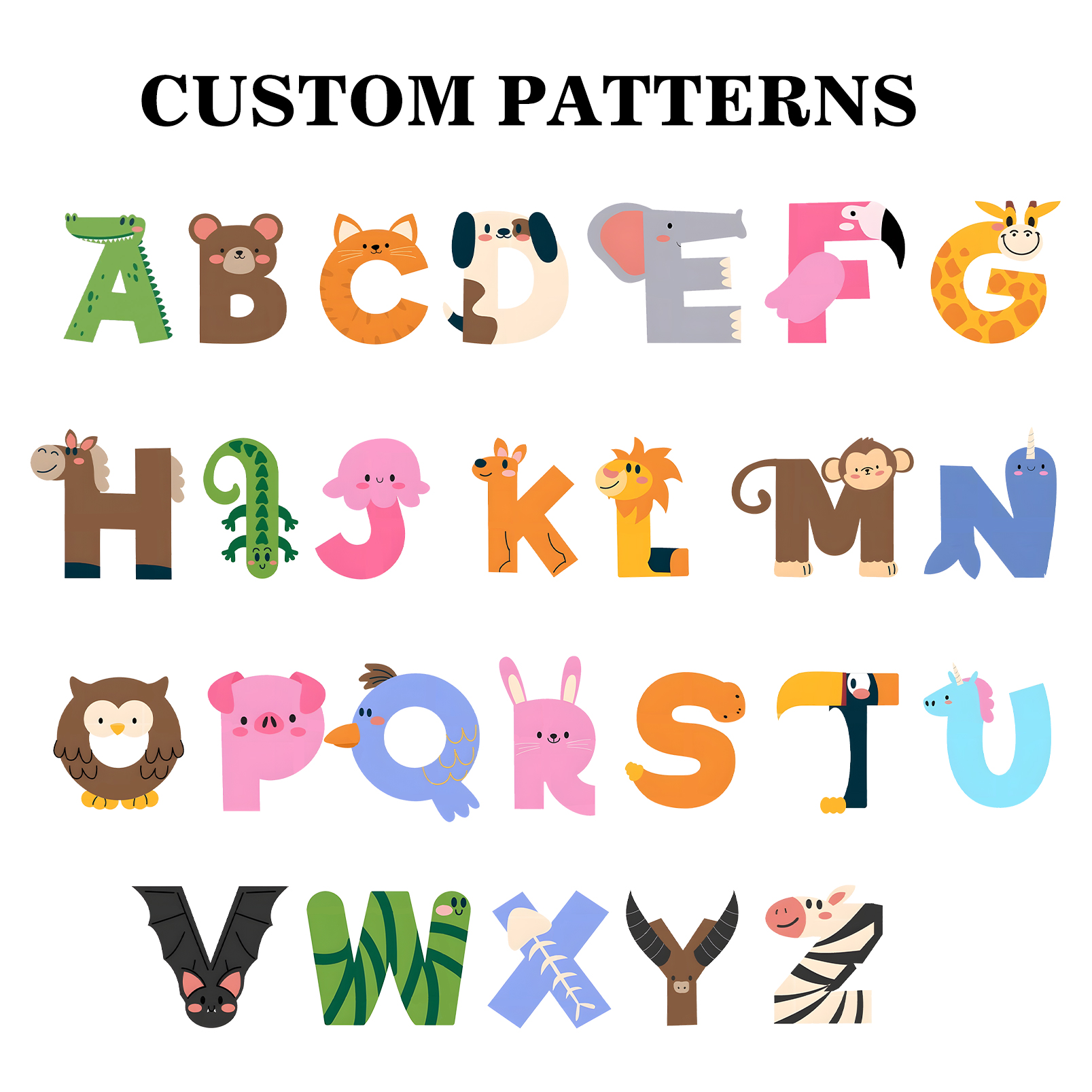 Personalised Pencil Case Custom Name & Letter Animals Pen Pouch Back To School Gift for Kids-Jessemade AU