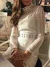 Crochet High-Neck Long Sleeves Mini Dress