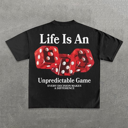 Sopula Vintage Life Is An Unpredictable Game Graphic 100% Cotton T-Shirt - SOPULA