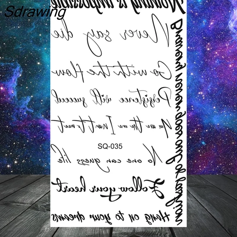 Sdrawing Stars Moon Sun Temporary Tattoos For Women Kids Girl Butterfly Feather Letters Fake Tattoo Neck Arm Hands Small Tatoos