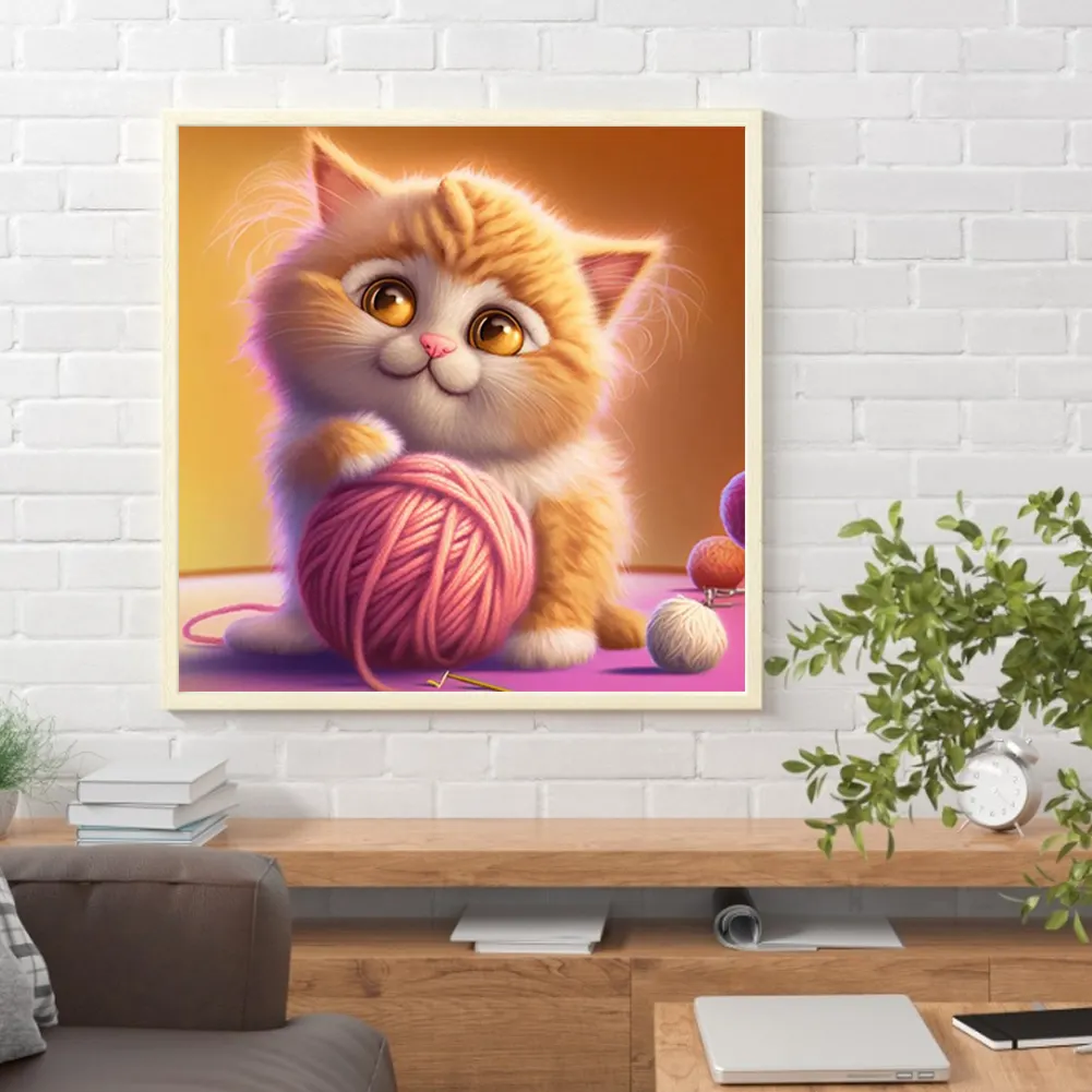 DIY Paint By Number 40*40cm - Cat Playing With Yarn