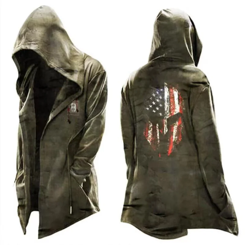 Men's Cape Simple Hooded Drawstring Jacket