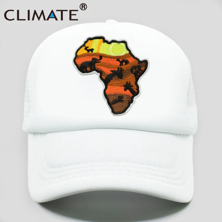 CLIMATE Africa African Trucker Cap Africatrek Africa Map Savanna Trip Tours Cap Hat Wildlife Animal Trucker Caps Mesh Cap Hat
