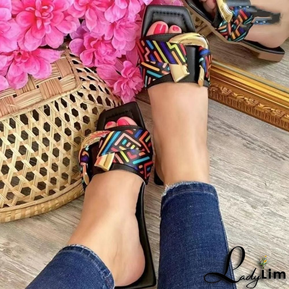 Black Casual Patchwork Basic Square Comfortable Shoes