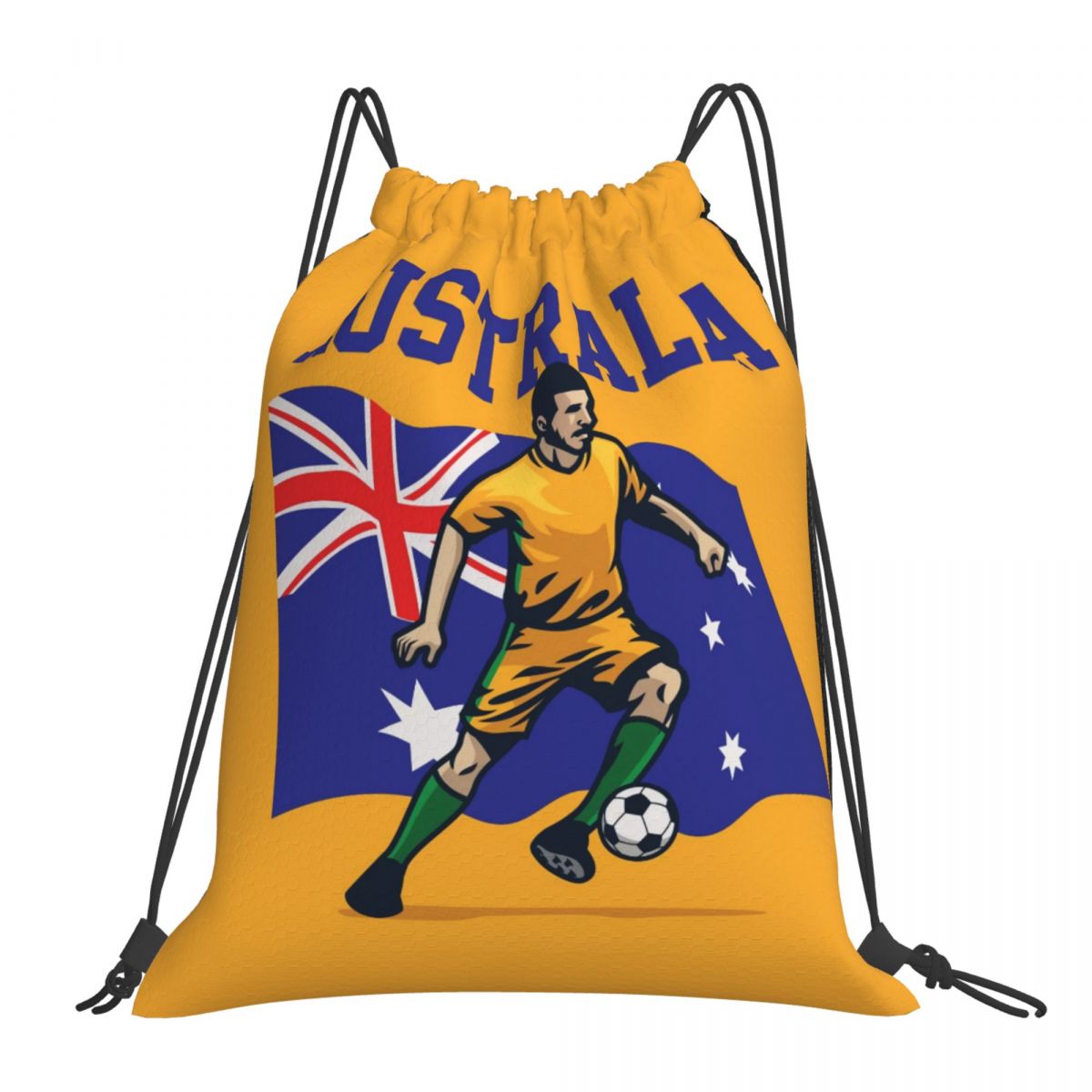 Australia Soccer Player Foldable Sports Gym Drawstring Bag