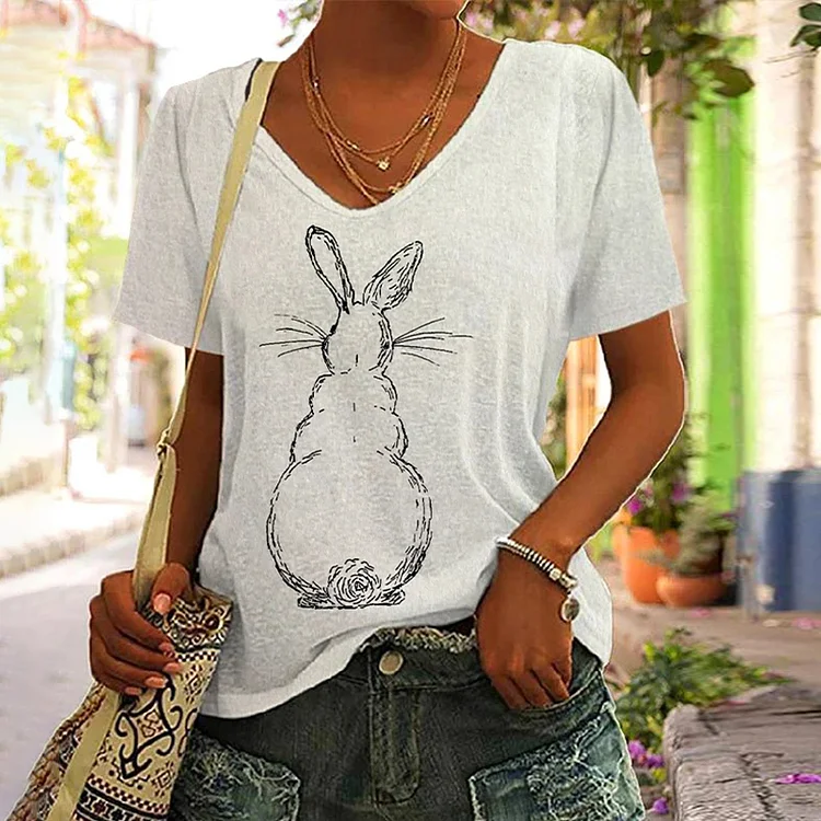VChics Women's Cute Bunny Print T-Shirt