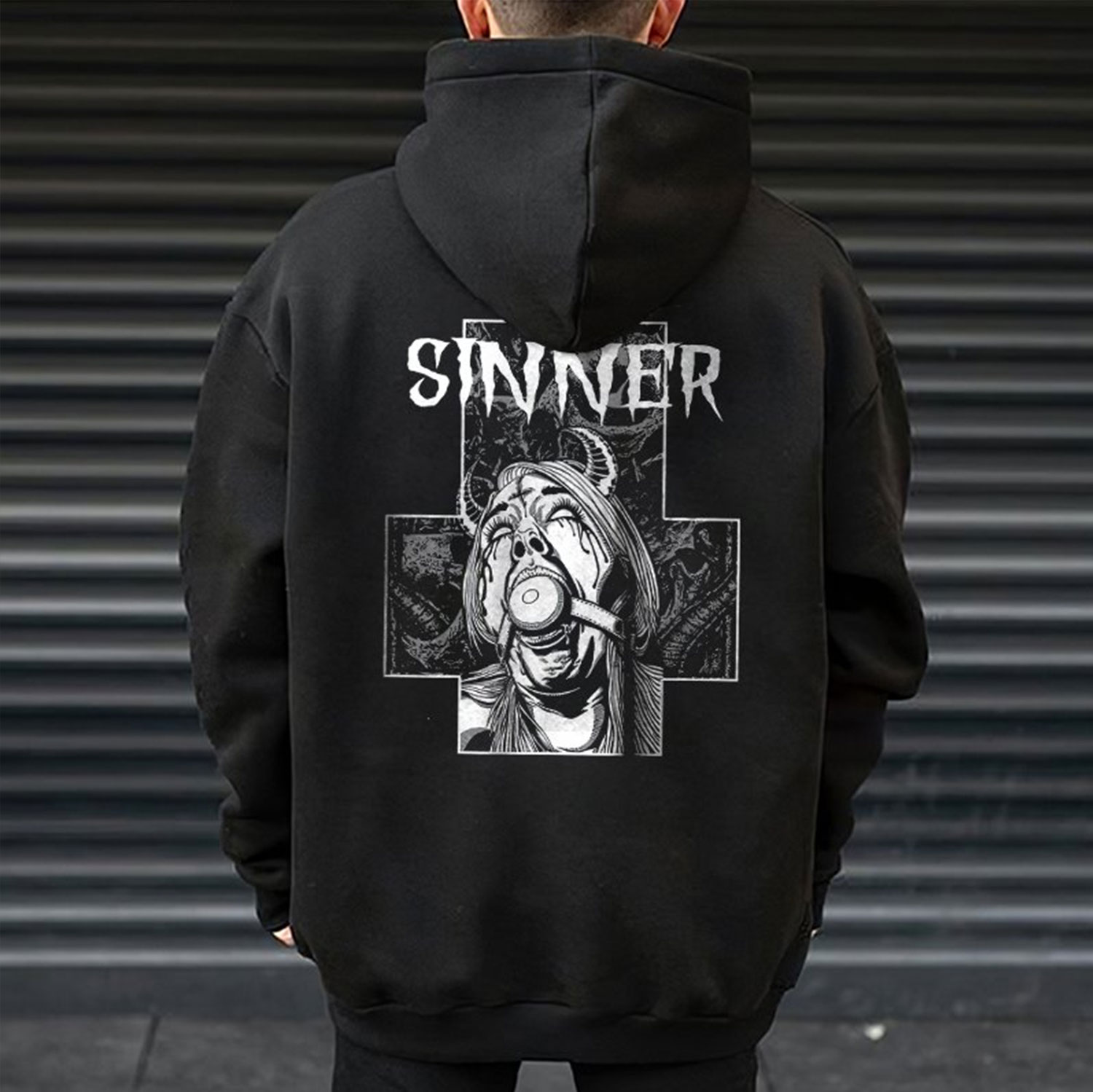 SINNER Miserable Nun Graphic Casual Black Print Hoodie