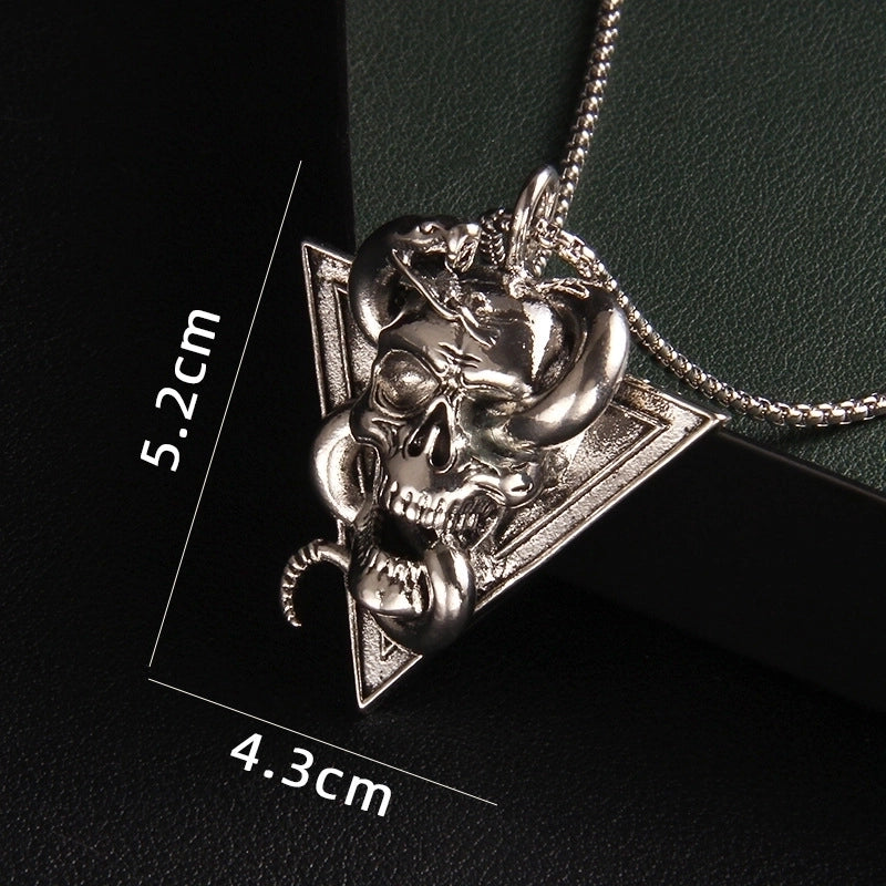 Hip-Hop Snake Skull 201 Stainless Steel Zinc Alloy Plating Halloween Unisex Pendant Necklace