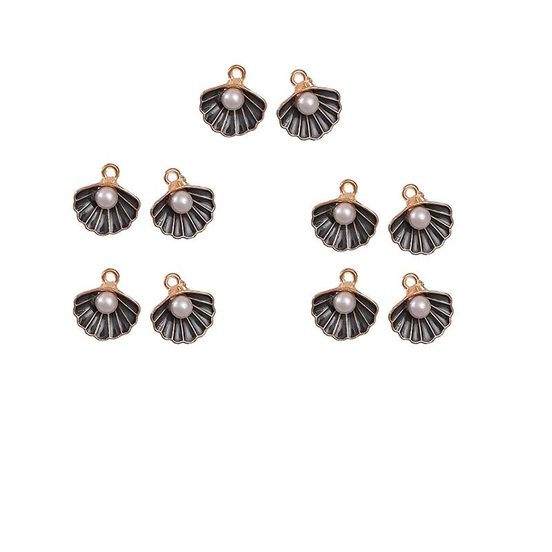 10 PCS/Package Aluminum-Magnesium Alloy Artificial Pearls KC Gold White Pearl Shell Jewelry Accessories Pendant