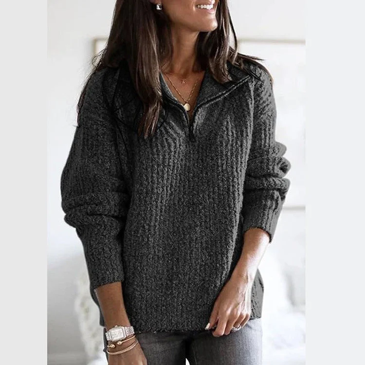 Zip pullover long sleeve sweater