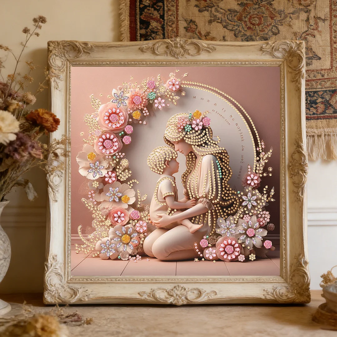 Diamond Painting - Partial Special Shaped Drill - Mother Son Warmth(Canvas|30x30cm)