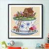 Coffee Cup On The Cottage  | Full Round Diamond Painting Kits