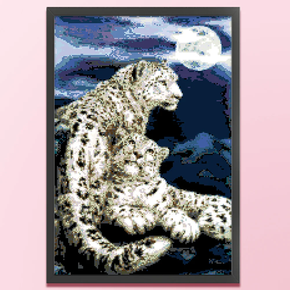 9CT Full Stamped Cross Stitch Bead Embroidery - Leopard(Canvas|40*59CM)