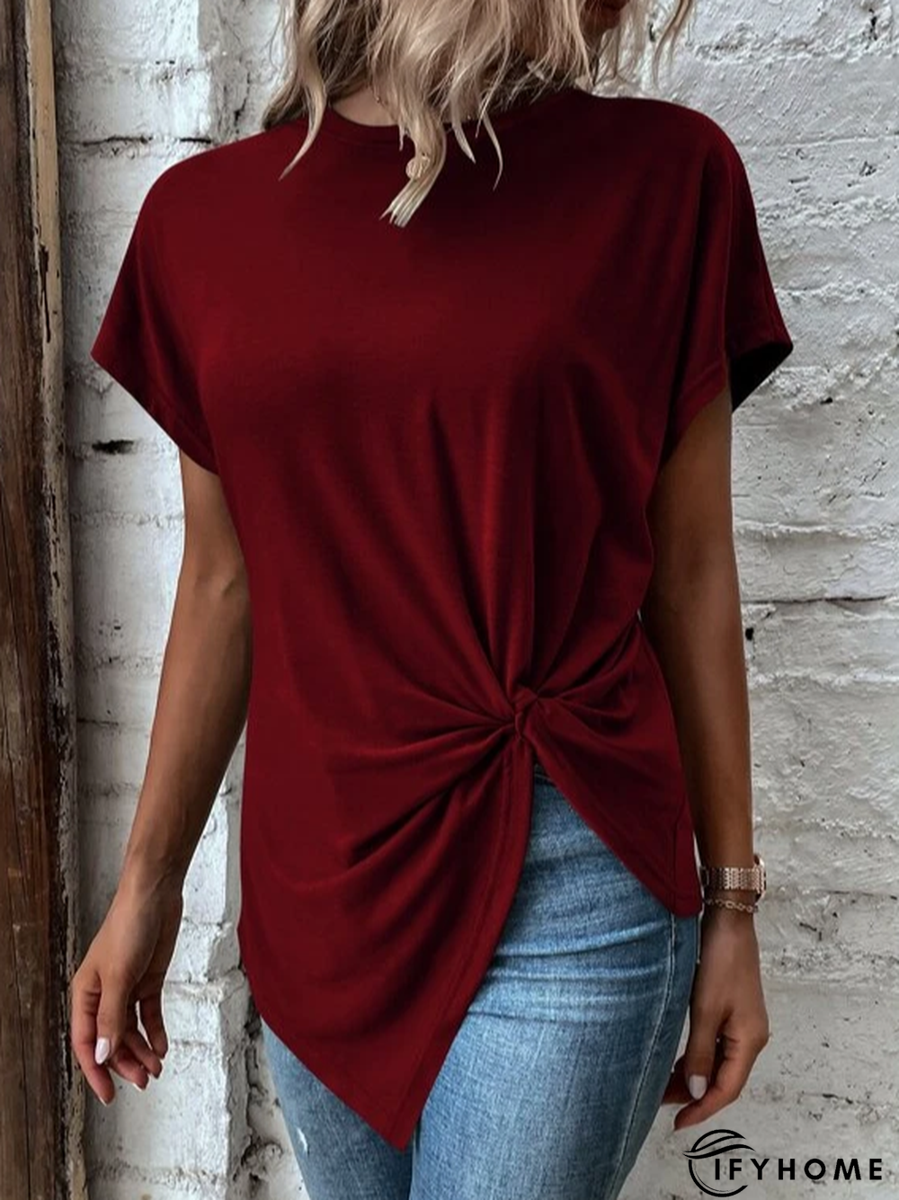 Crew Neck Casual Plain T-Shirt | IFYHOME