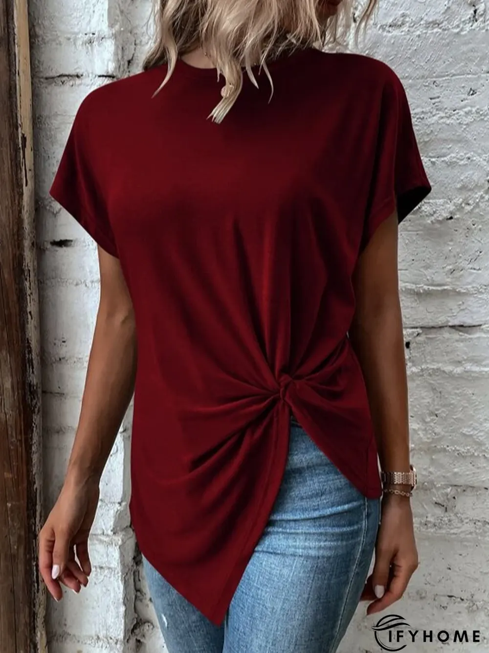 Crew Neck Casual Plain T-Shirt | IFYHOME