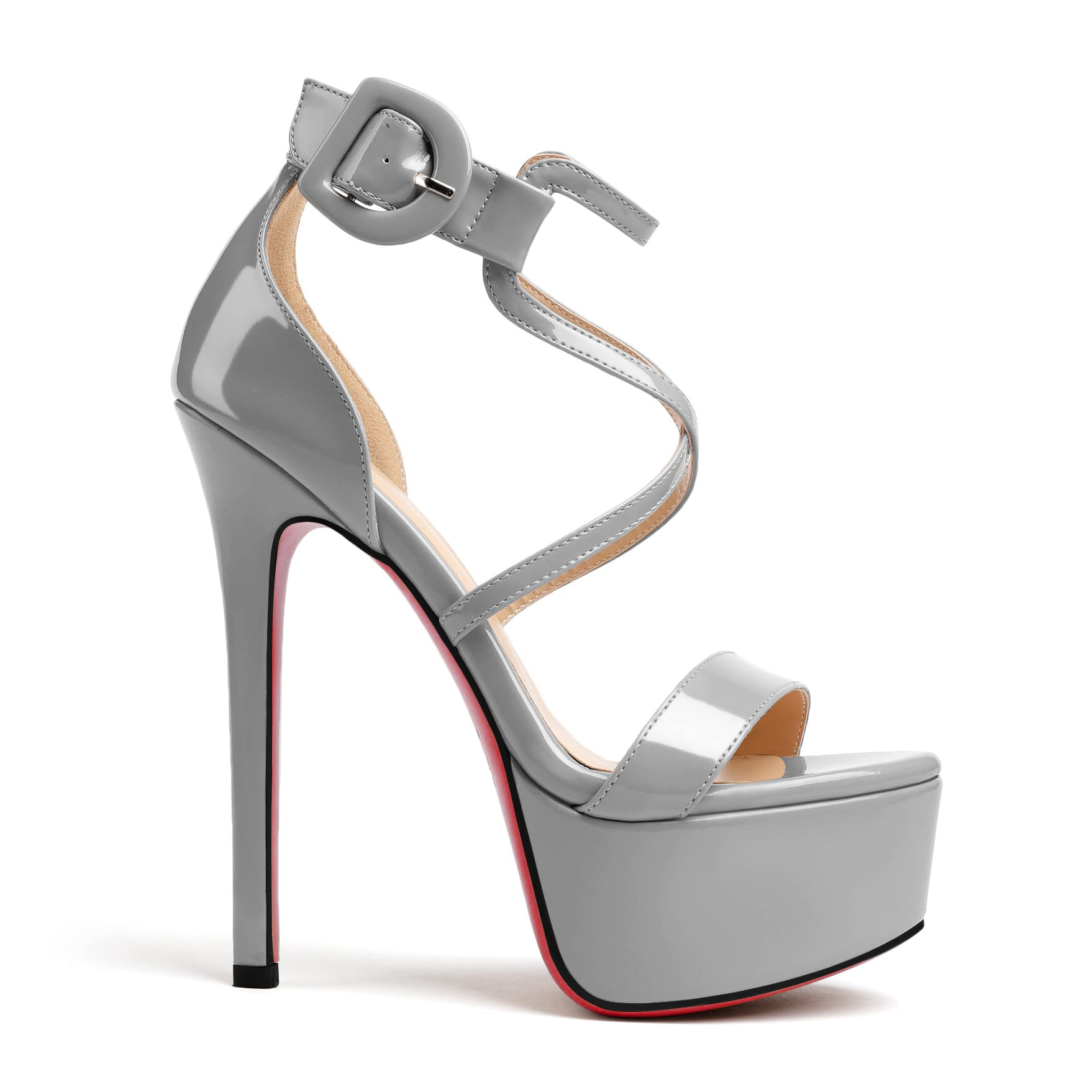 150mm Open Toe Platform Sandals Ankle Strap High Heel Red Bottom Summer Shoes for Women-MERUMOTE