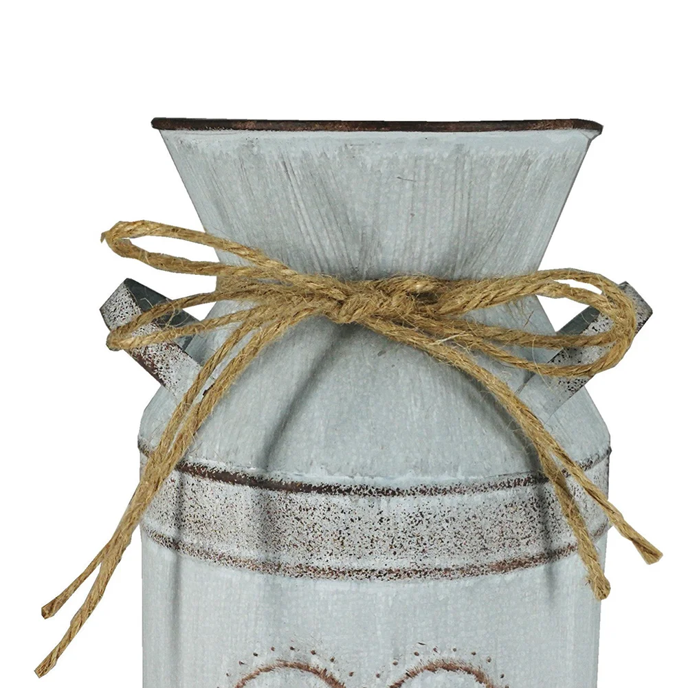 Vintage Metal Flower Vase Artificial Garden Style Flower Can Holder (Heart)