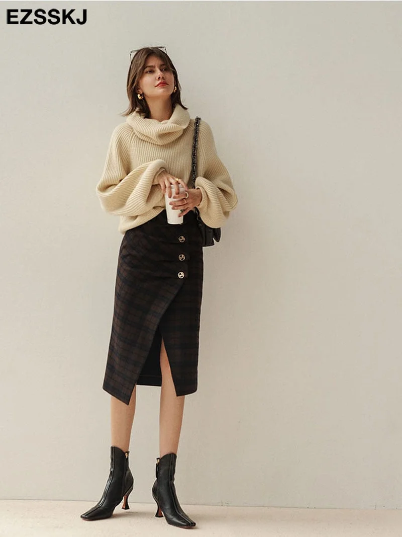 Autumn Winter oversize thick Sweater pullovers Women 2021 loose cashmere turtleneck big size Sweater Pullover for women female