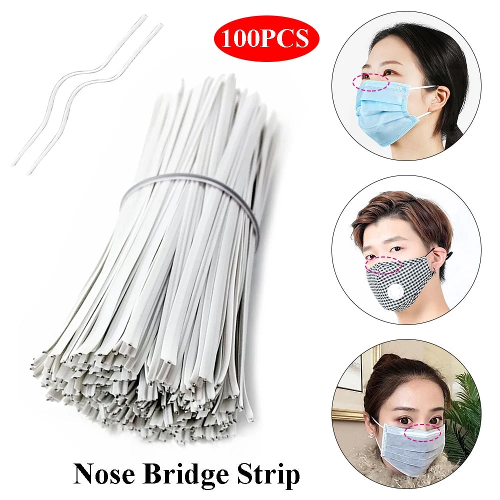 100pcs 0.3x10cm Plastic Nose Wire Bar For DIY MASK Single Core Nose Bridge Clips Jewelry Making Material Accessories White