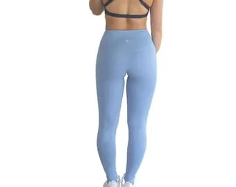 pornhint Pornhint Prema Super Soft Powder Blue High Rise Seamless Yoga Leggings with an inside pocket