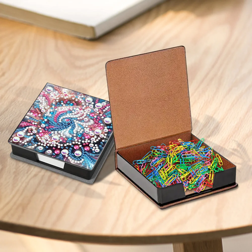 PU Pattern Diamond Painting Notecard Box with Papersfor DIY Art Craft