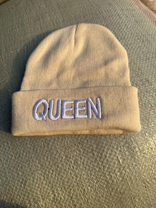 Domestic Explosions KING Embroidered Knitted Hat QUEEN Couple Winter Women’s Wool Hat