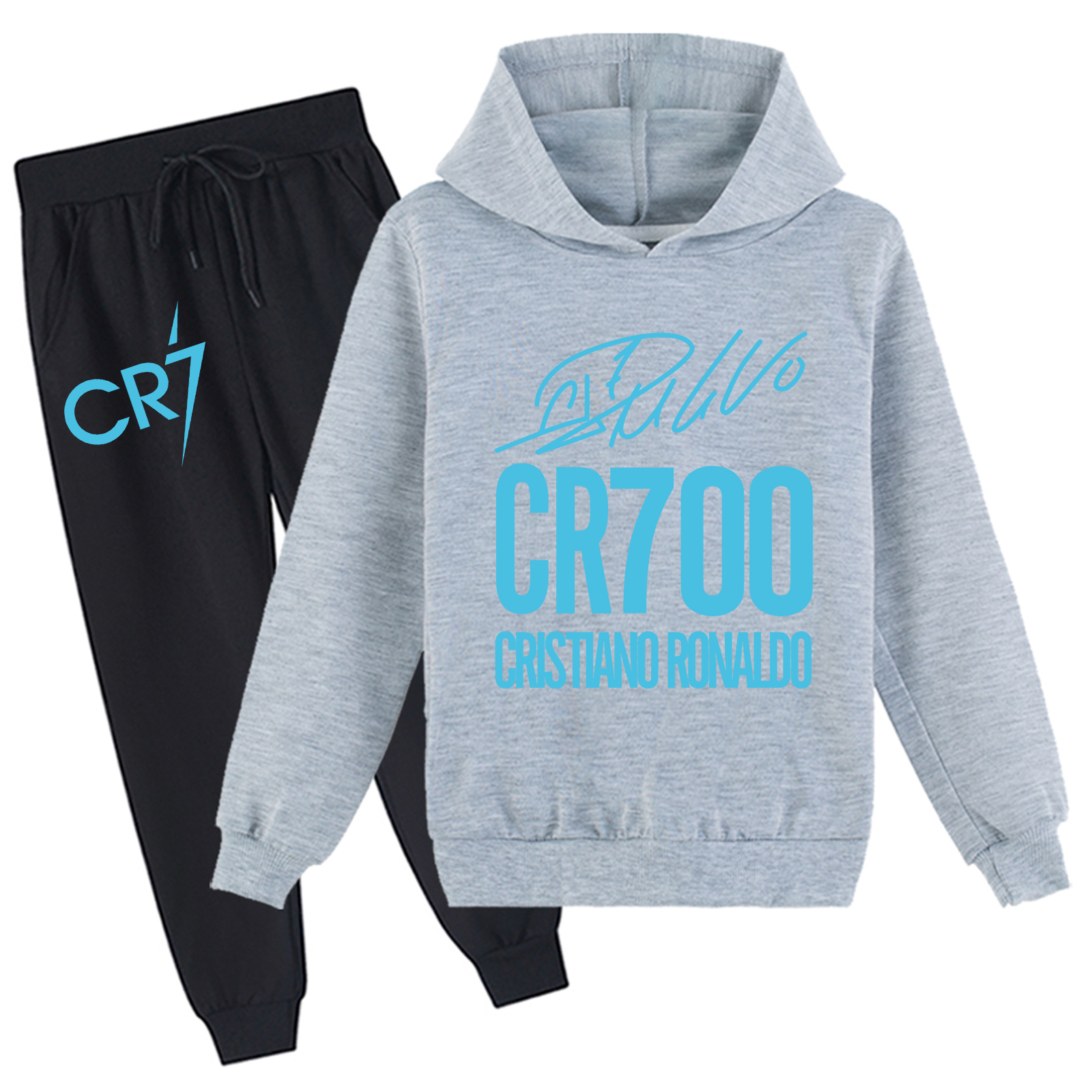 Mayoulove Cristiano Ronaldo Hoodie Set for Boys  Girls - Trendy Sportswear for Young Fans-Mayoulove
