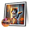 Diamond Painting -DIY Round Drill Maple Leaf Cat(40x40cm)
