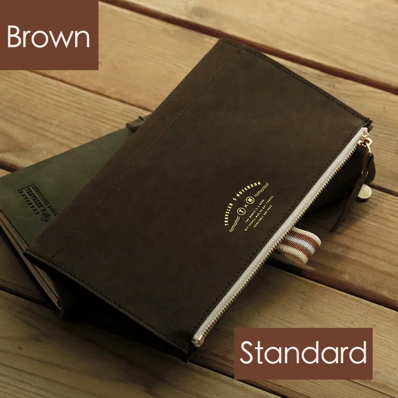 Fromthenon Travel Notebook Storage Bag Loose Leaf Notebook Washable Zipper Pen Bag Stationery Stickers Storage Supplies