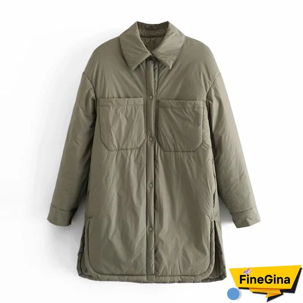 Vintage Loose Shirt Jacket Women Winter Coat Casual Button Baseball Bomber Jacket Korean Za Coats And Loose Light Parka