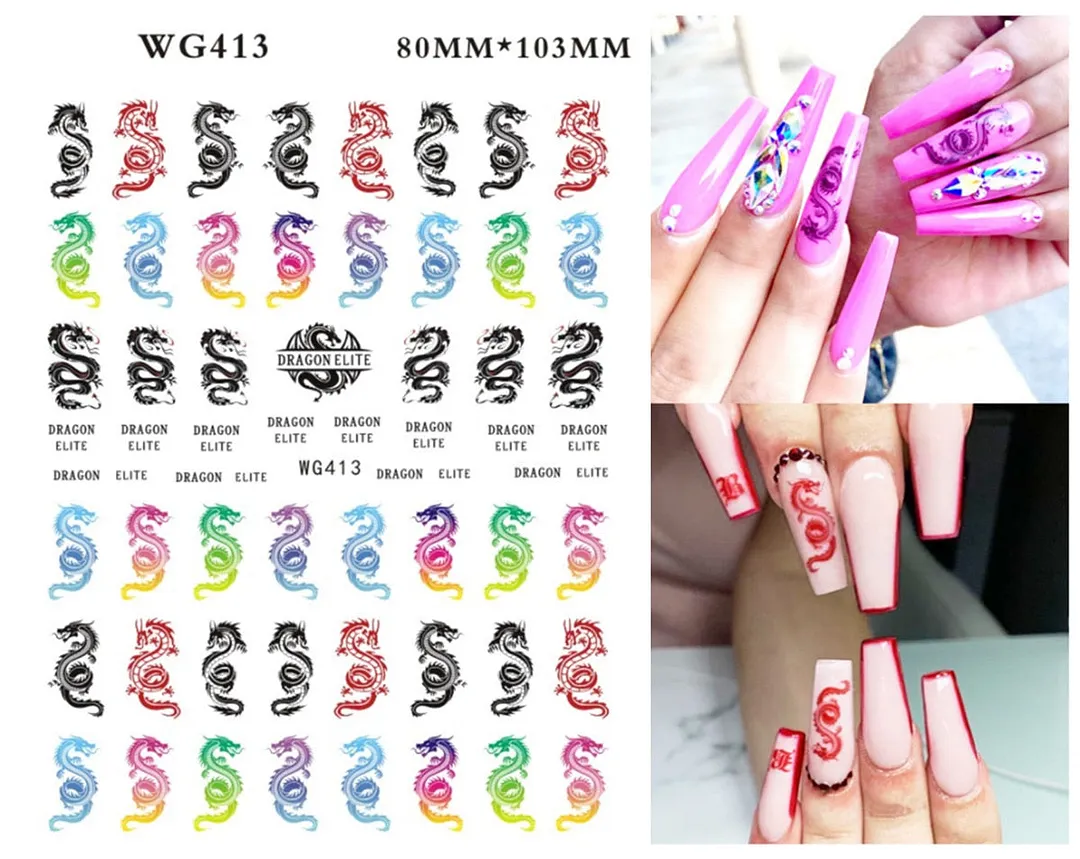1pcs Leaf With Lines Nails Sticker Designer Fruit Nail Art 3D Decals Acrylic Designs Self Adhesive Manicure Slider Accesorioss-Nail Inspo