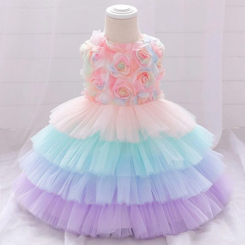 2021 Summer Little Mermaid Infant 1st Birthday Dress For Baby Girl Clothes Sequin Dress Princess Dresses Party Clothing Infant