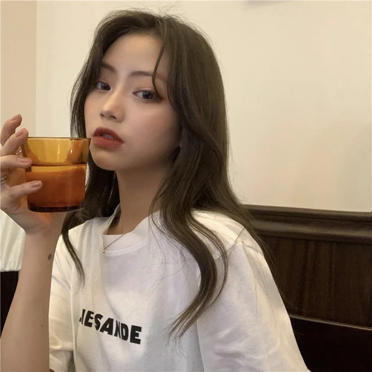 Uveng Uveng Short-Sleeved T-Shirt Female Summer 2024 New Design Sense Loose To Reduce Age To Show Thin Students Loose Jacket