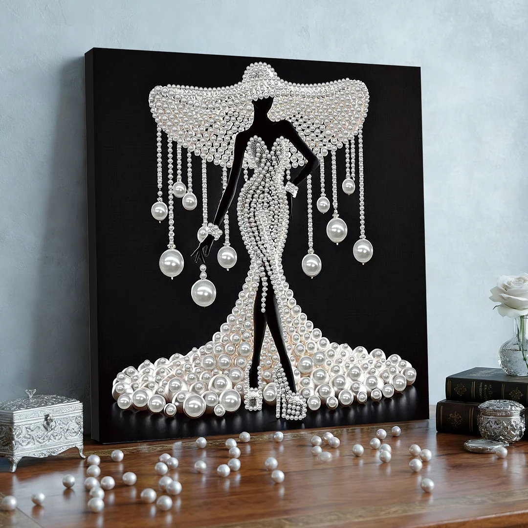 Elegant Lady - DIY Pearl Diamond Art Kit With Frame 30*30cm