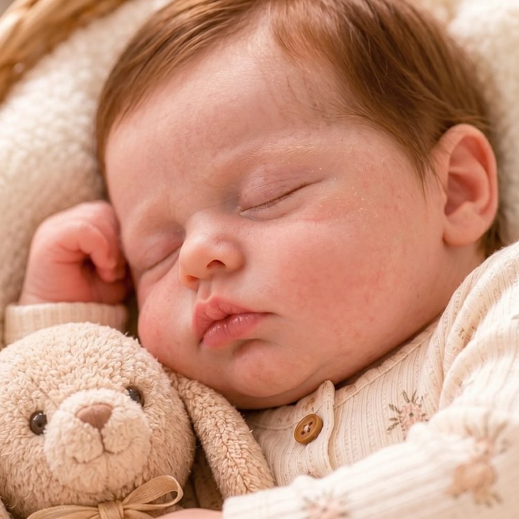 [Pre-Order]Babeside Ayla 12&rdquo;/16&rdquo; Silicone Reborn Baby Boy Doll &ndash; Hand-Rooted Hair in a Cream Floral Knit Romper