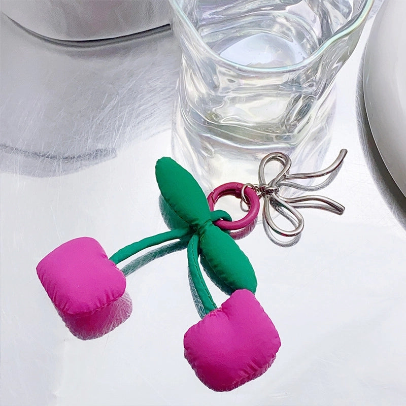 Cute Cherry Alloy Cotton Bag Pendant Keychain