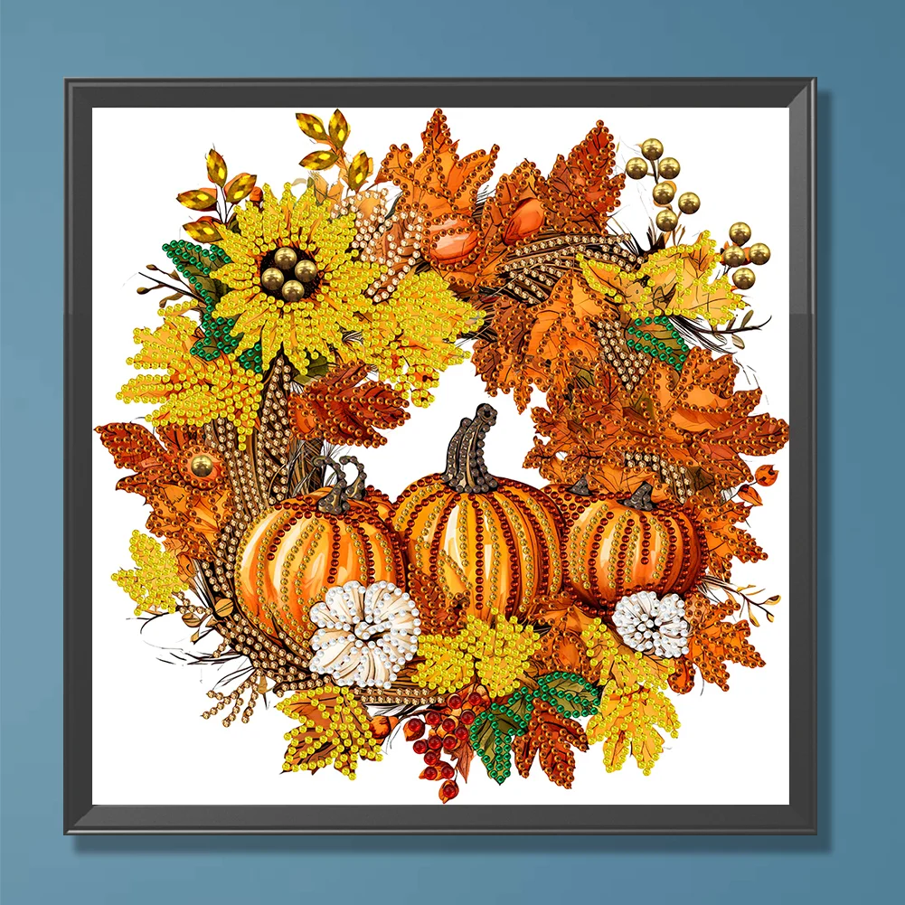 Diamond Painting - Partial Special Shaped Drill - Pumpkin Wreath(Canvas|30*30cm)