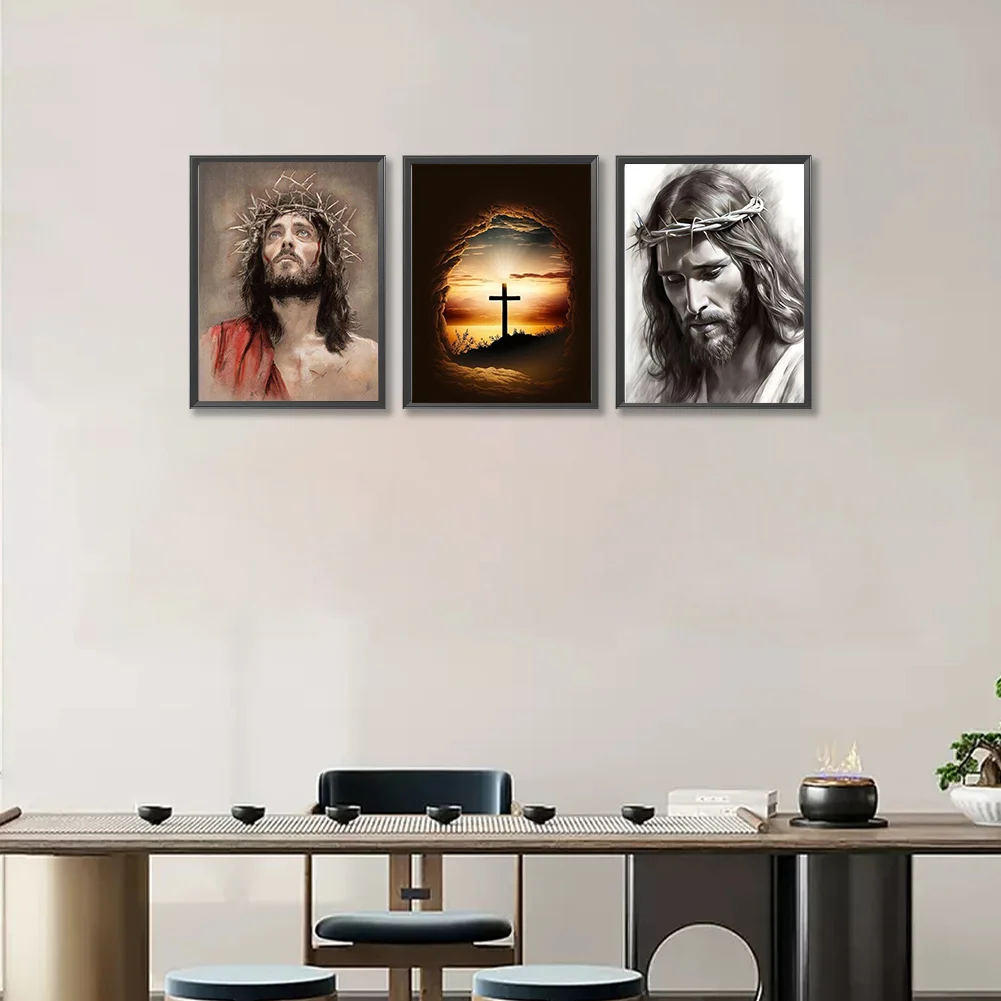 3pcs Diamond Painting - Full Round Drill - Faith(Canvas|30*40cm)