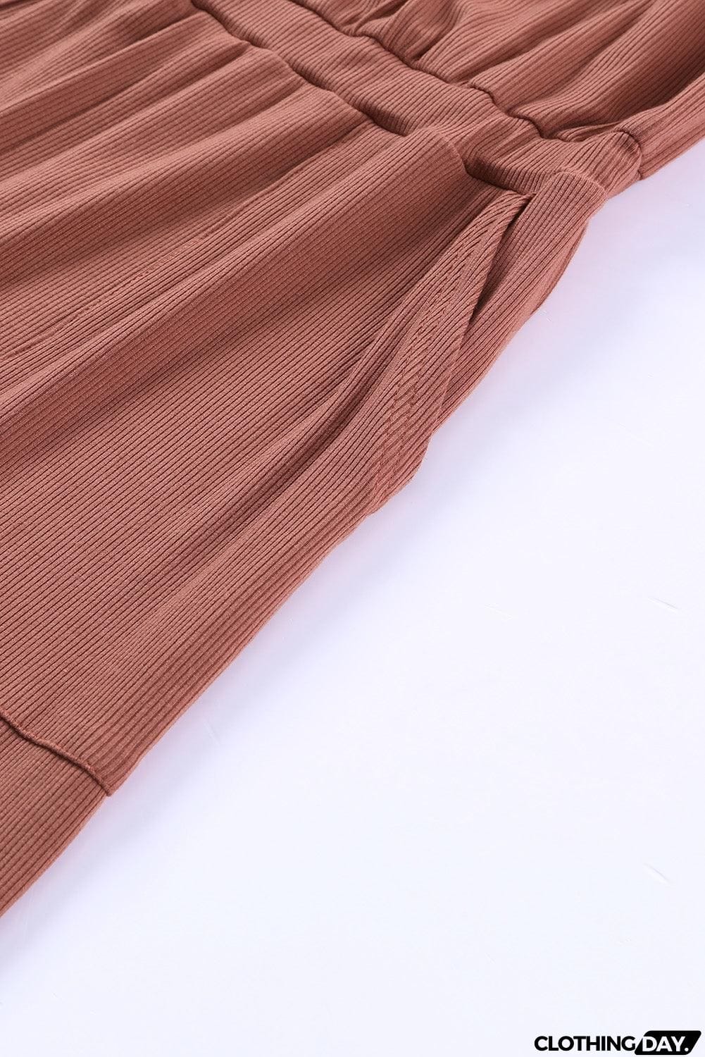 Ribbed Short Sleeve Jumpsuit with Pockets