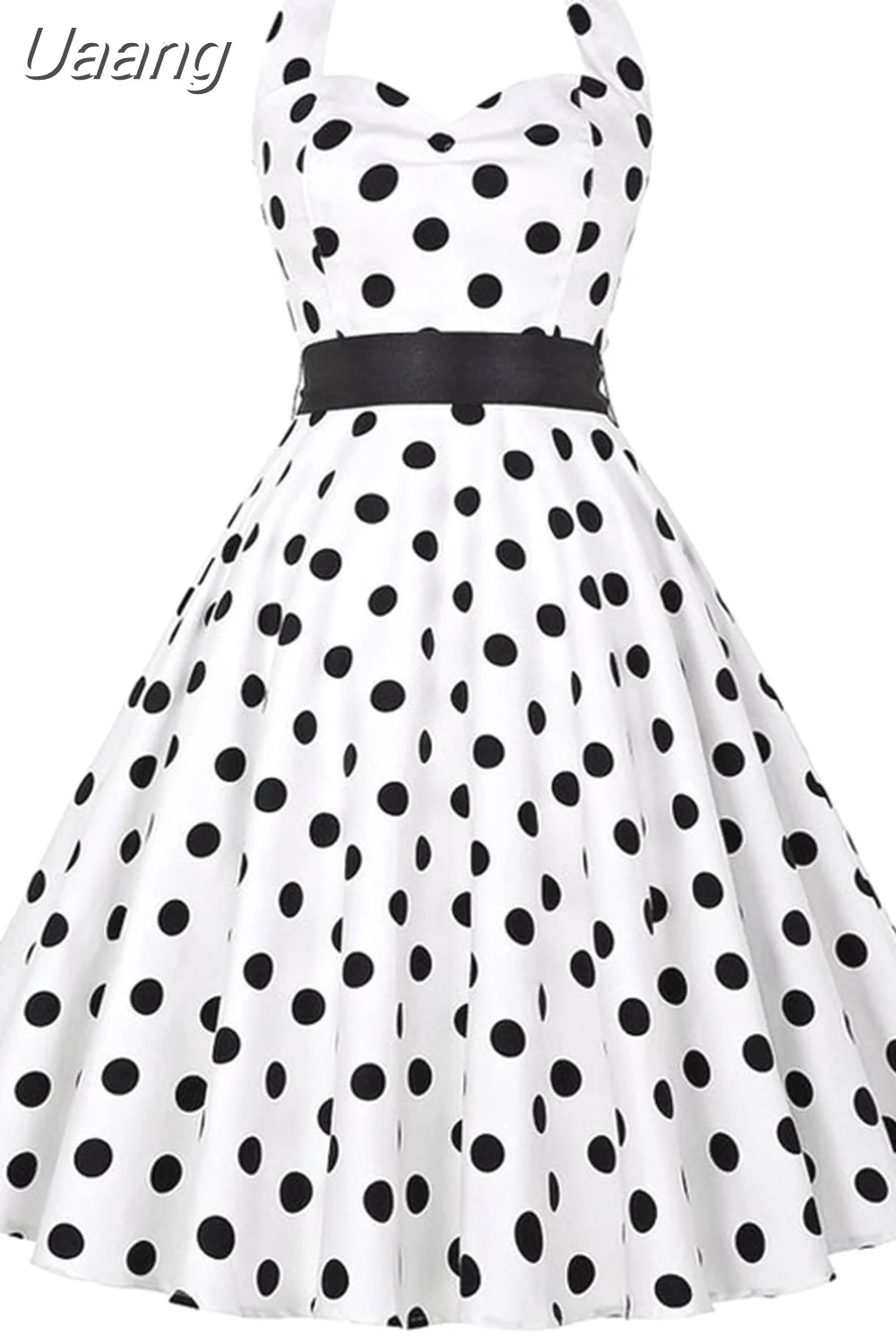 Uaang Polka Dot Halter Vintage Dress 50s 60s Gothic Pin Up Rockabilly Dress Robe Femme Sexy Retro Party Dress